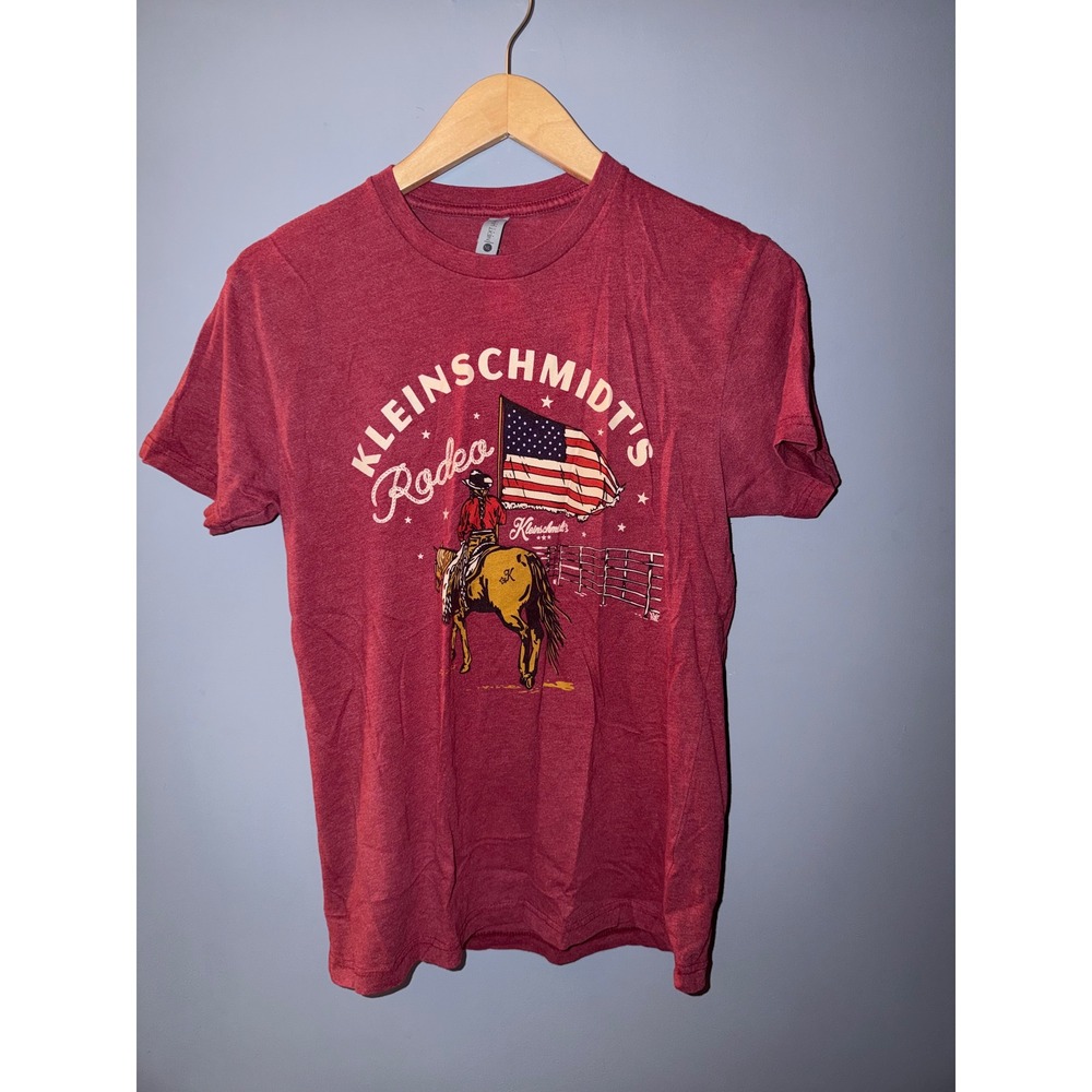 Kleinschmidts Rodeo Graphic T Shirt Red American Flag Horse Rider Mens S